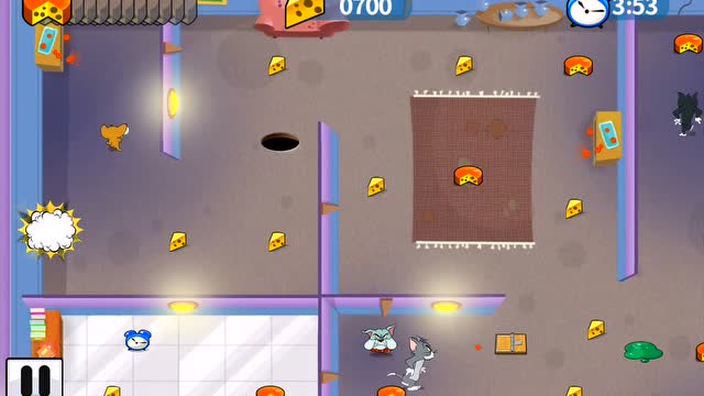 猫和老鼠杰瑞突破层层困难逃回洞口游戏