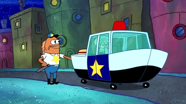 海绵宝宝:章鱼哥把人打了,警察来到把他逮捕了