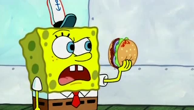 海绵宝宝:海绵宝宝吃了煎炸师傅的汉堡感觉要上天了
