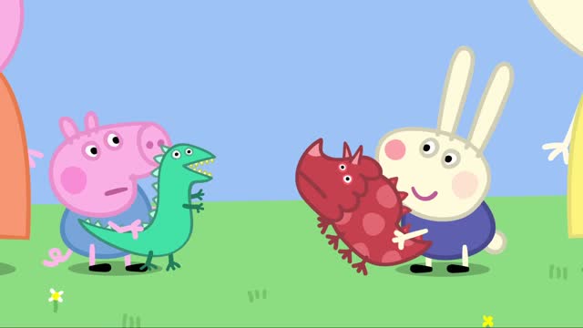 小猪佩奇:小兔理查德不愿意跟乔治分享自己的恐龙玩具!