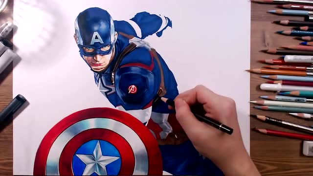 绘画美国队长克里斯埃文斯