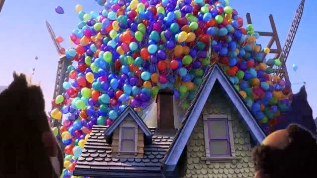 气球带着房子飞的图片图片