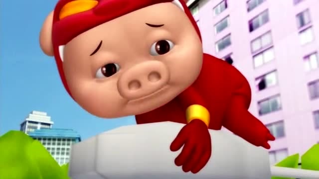 百变猪猪侠:这是一段棒棒糖带来的孽缘!小猪猪吓得爬上灯杆!