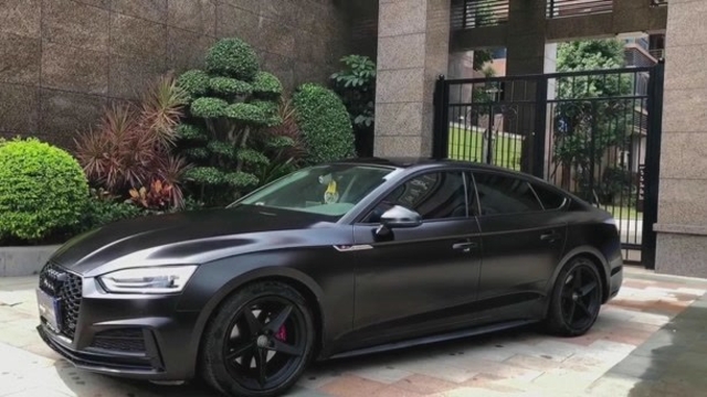 奥迪a5电光黑改色贴膜,杭州汽车车身改色,奥迪a5黑武士改色效果