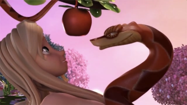 亚当和夏娃守护智慧树,却在蛇的诱惑下偷吃禁果,瞬间拥有智慧