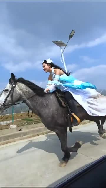 这才是我心中的女神,英姿飒爽,骑马的姿势成功帅到我了!