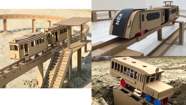 达人用纸板制作3款电动地铁轨道列车玩具,这动手能力还有谁!