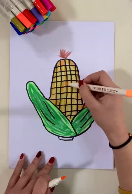 手指画:玉米