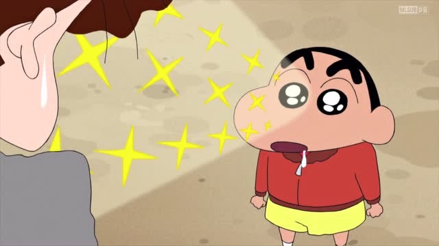 蜡笔小新:小新用充满渴望的眼神望着琦玉红蝎队老大手里的肉包子