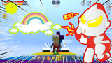 迷你世界奥特曼：彩虹跑酷完结撒花，来比比谁更快！