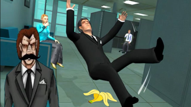 恐怖老板:塔米帮老板画个八字胡,老板踩到香蕉皮摔倒了!