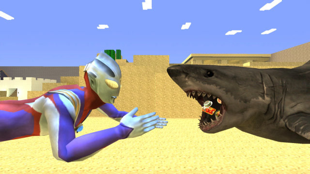 鲨鱼嘴里很多零食,迪迦奥特曼敢去拿出来吗?