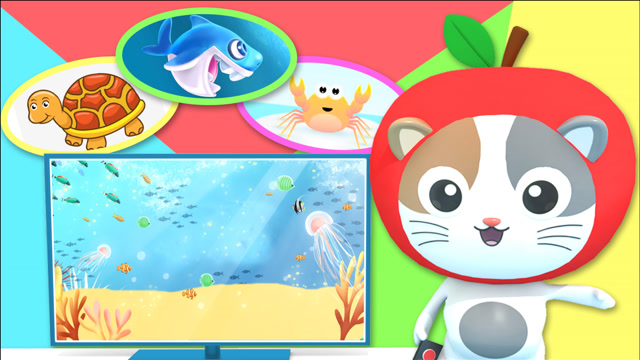 水果猫乐园玩具  和苹果猫一起认识海洋生物,学习鲨鱼宝宝英语,亲子