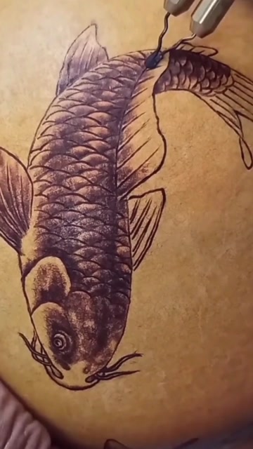 文朋烙画艺术(葫芦上烙鱼)