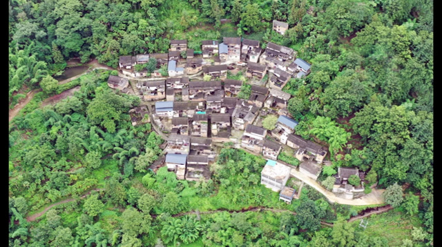 航拍:红河县甲寅镇龙普村委会行政村全景