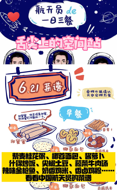 舌尖上的空间站,中国航天员一日三餐曝光