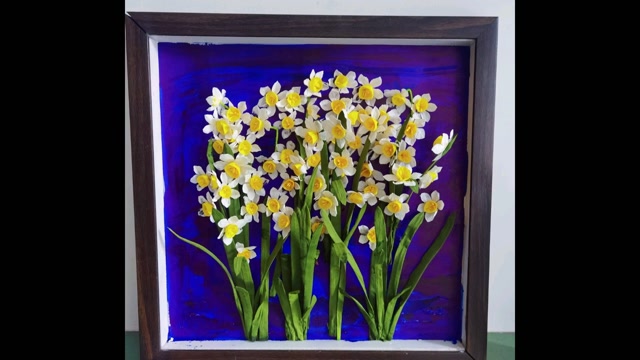 用卫生纸做美丽的装饰画,烟润灵动又逼真的纸巾花水仙花教程,创意手工