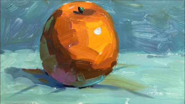 《色彩基础》橙子,淡蓝色衬布