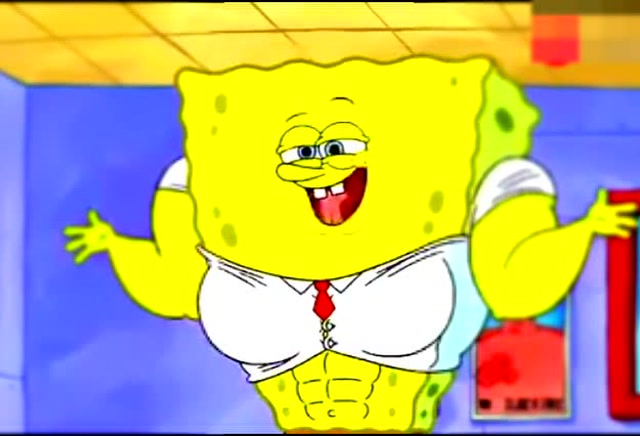 8块腹肌的海绵宝宝,好完美的身材,猛男海绵宝宝!