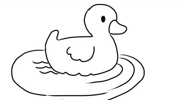 小鸭子游泳卡通简笔画教程