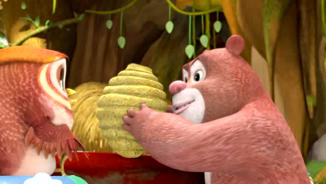 涂涂来熊大熊二家做客,熊大熊二拿他们最爱的蜂蜜来招待