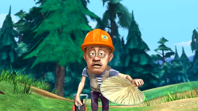 熊出没之夏日连连看 光头强拿着扇子砍树 口里喊着热死了