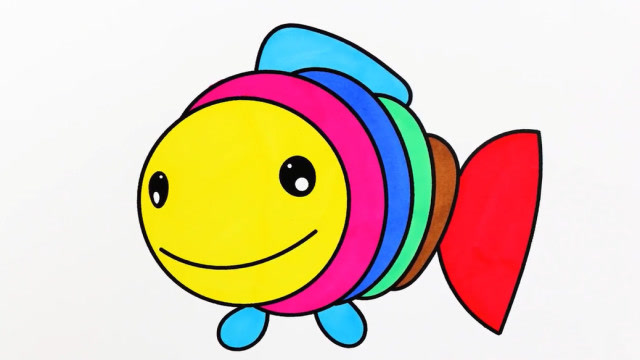 儿童简笔画动画活泼的小鱼儿