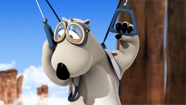 动漫 倒霉熊跳伞被告卡山上,下也下不来了