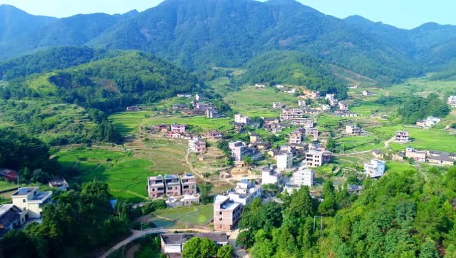 航拍河源龙川古石村