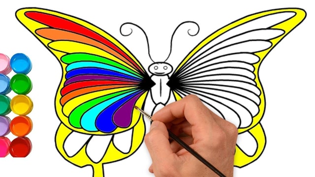 亲子画画学习:画画彩虹蝴蝶
