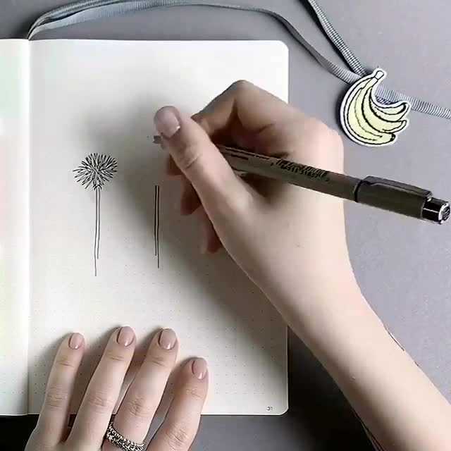 蒲公英手帐简笔画素教程素材