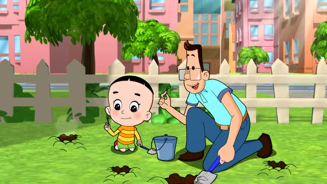 大头儿子喂母鸡吃早餐