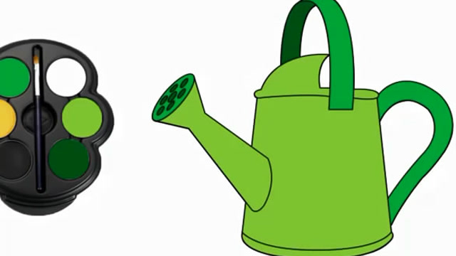 儿童简笔画:绿色小水壶