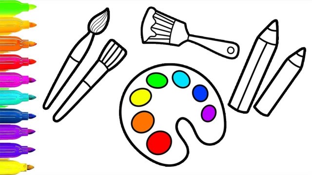 趣味简笔画:画调色板,水彩笔