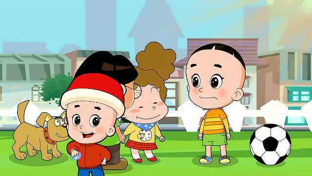 大头儿子和朋友一起学系鞋带