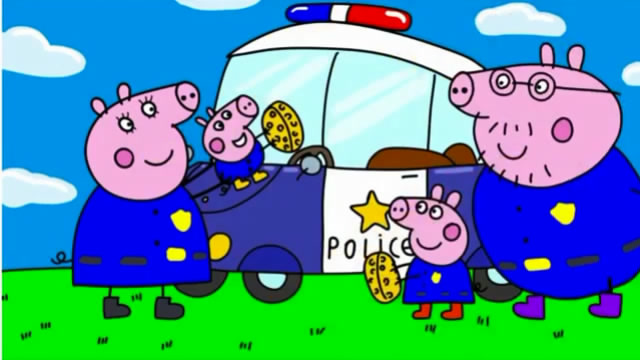 儿童简笔画:小猪佩奇变成警察