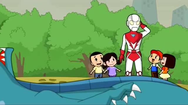 大头儿子模仿动画片里的"正义大侠"做事,好有意思