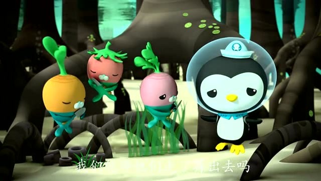 海底小纵队;原来梭鱼是把植物鱼手上的铲子当成了食物