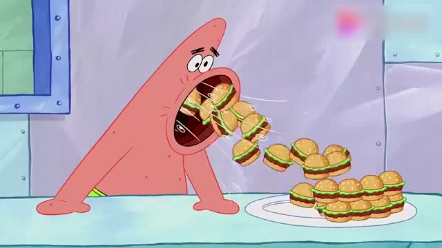 海绵宝宝:大胃王比赛即将结束,选手吃了999个汉堡,吃成了平手