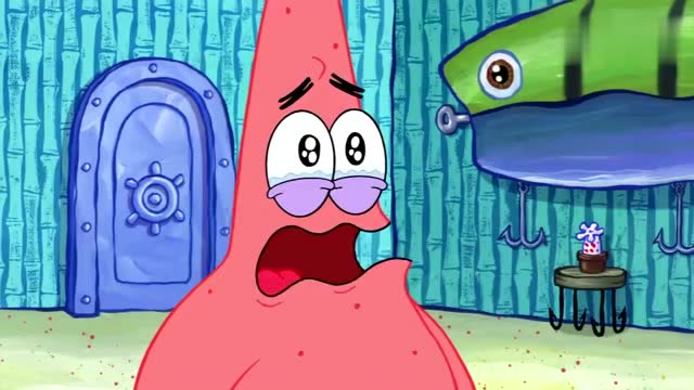 派大星因为没有像海绵宝宝一样的帽子,都快哭了