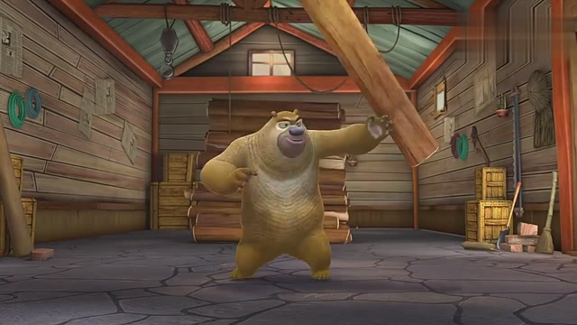 熊出没:熊大熊二和强哥累得半死,终于把木头制作完了