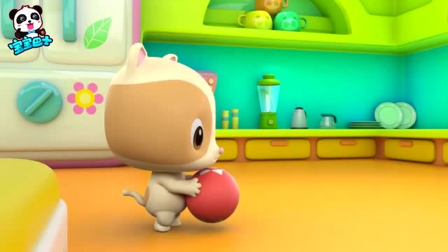 《宝宝巴士》小咪妈妈去接电话了,小咪一个人跑到厨房玩很危险
