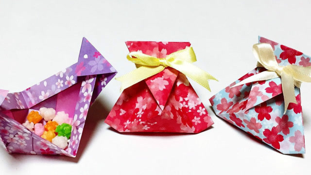 教你折纸漂亮的收纳袋,装点小零食太实用了,手工折纸视频教程