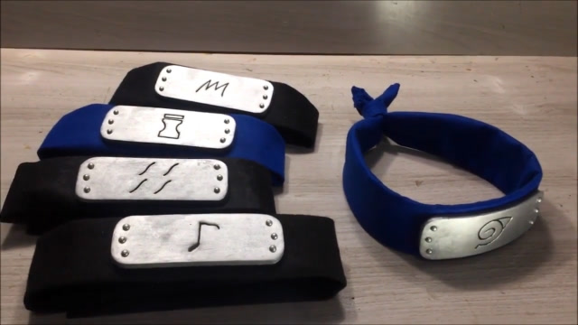 手工小伙自制的忍者护额戴在头上化身火影忍者