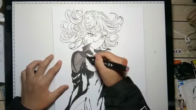 手绘一拳超人龙卷 没怎么画过妹子