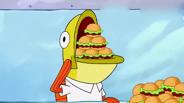 海绵宝宝:在大胃王比赛中,派大星吃不下去了,蟹老板很不高兴