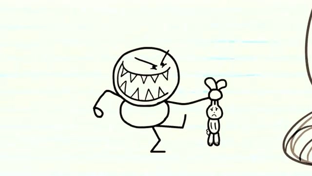 创意铅笔画:铅笔人在帽子里被小兔子欺负,你好弱小啊