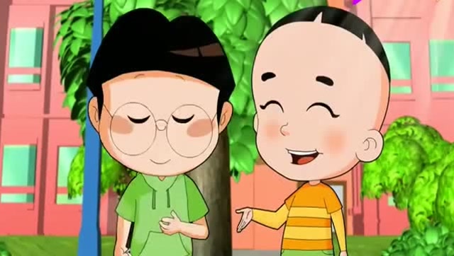 大头儿子跟小明学会了分享,他们成了好朋友,不打架了!