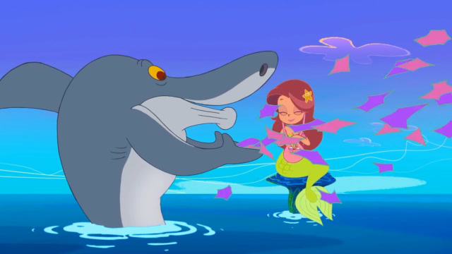 人鱼公主动画:大鲨鱼给人鱼公主表演魔术,人鱼公主很高兴