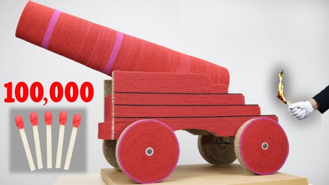 用10000根火柴制作出一辆炮车,点燃的瞬间,才是震撼的开始!